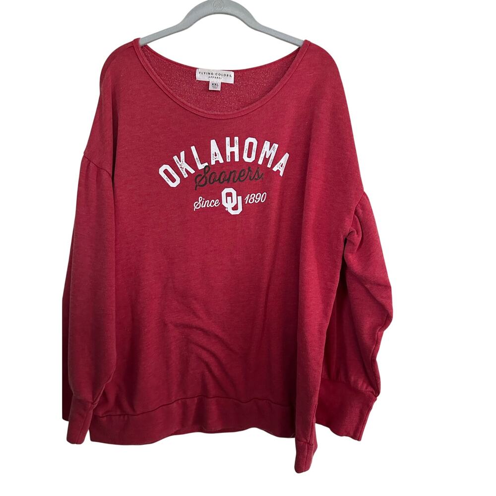 Flying Colors Sweatshirt Crimson Oklahoma Sooners Red White Size XXL